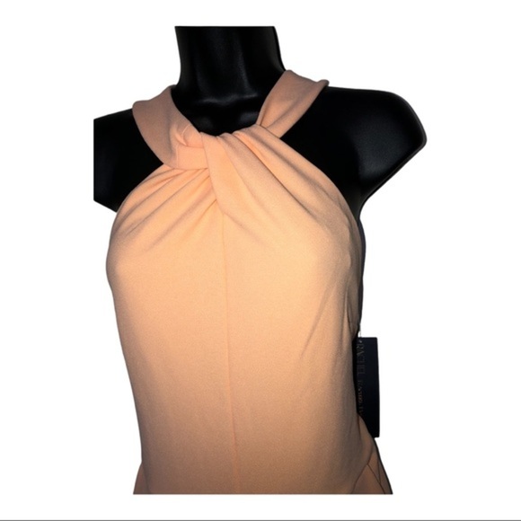 Rachel Roy pink blush crepe halter wide leg twist front midi jumpsuit size large - Picture 6 of 16